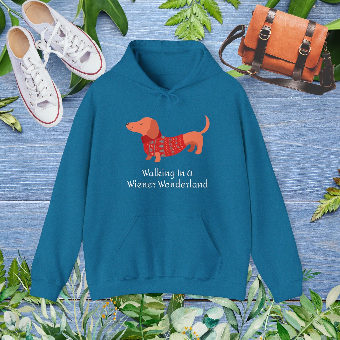 Dachshund Hoodie - Walking In A Wiener Wonderland - Unisex - furevermama