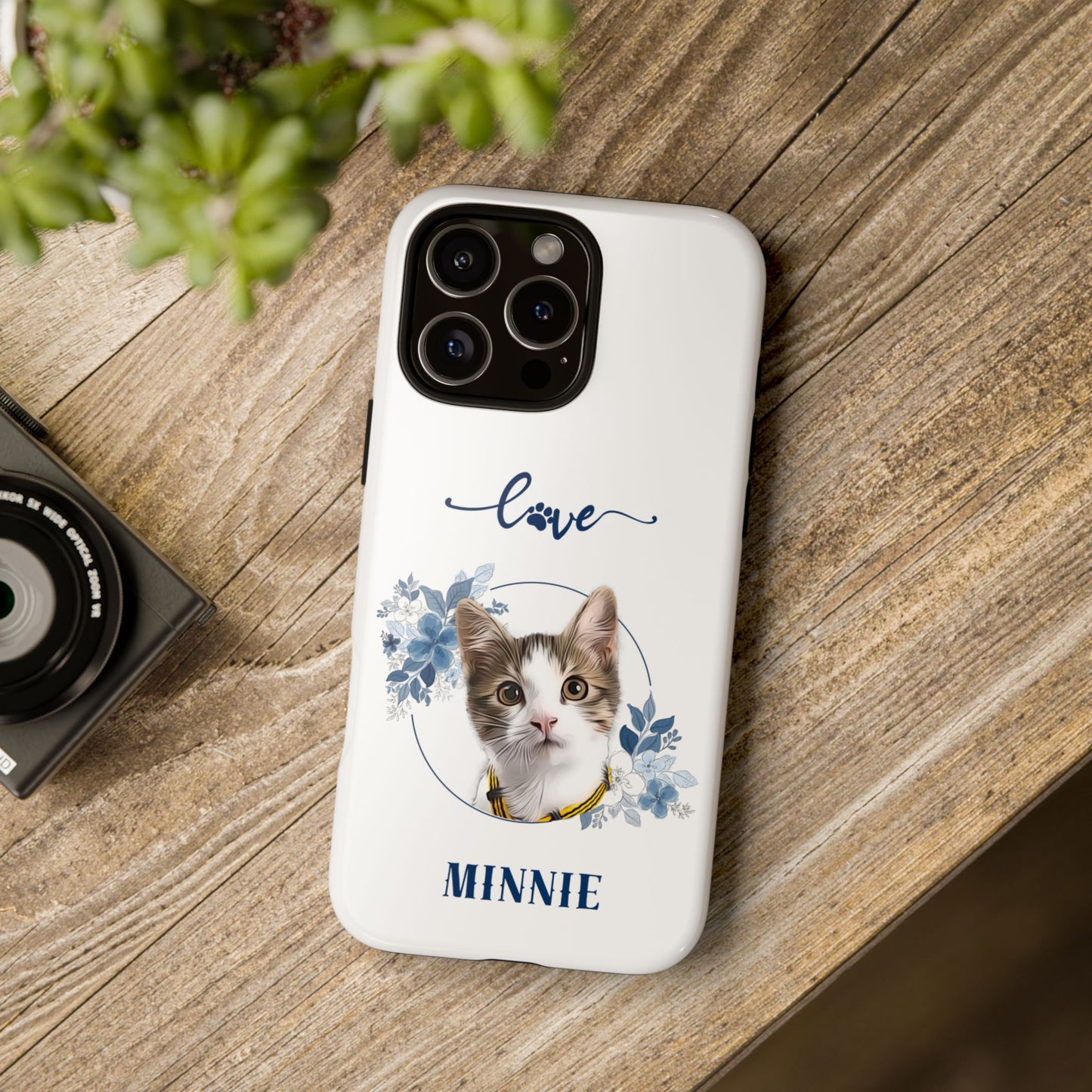 Custom Pet Portrait In Flower Circle Phone Case - furevermama