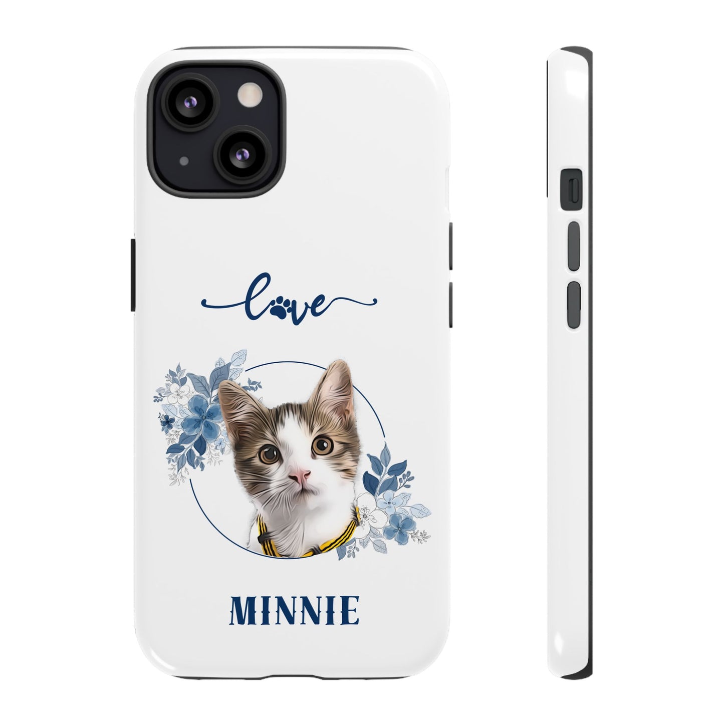 Custom Pet Portrait In Flower Circle Phone Case - furevermama