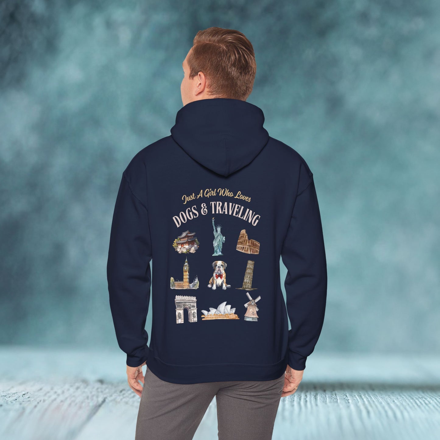 (Custom) Just A Girl Who Loves Dogs and Traveling Unisex Hoodie - Custom Text, Front or Back Print, Dogs or Cats - furevermama