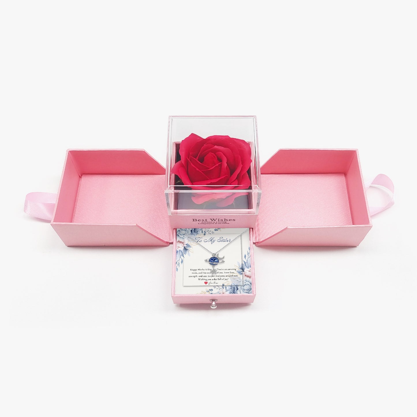 Moon and Star Necklace with Gift Box - For Sister - furevermama