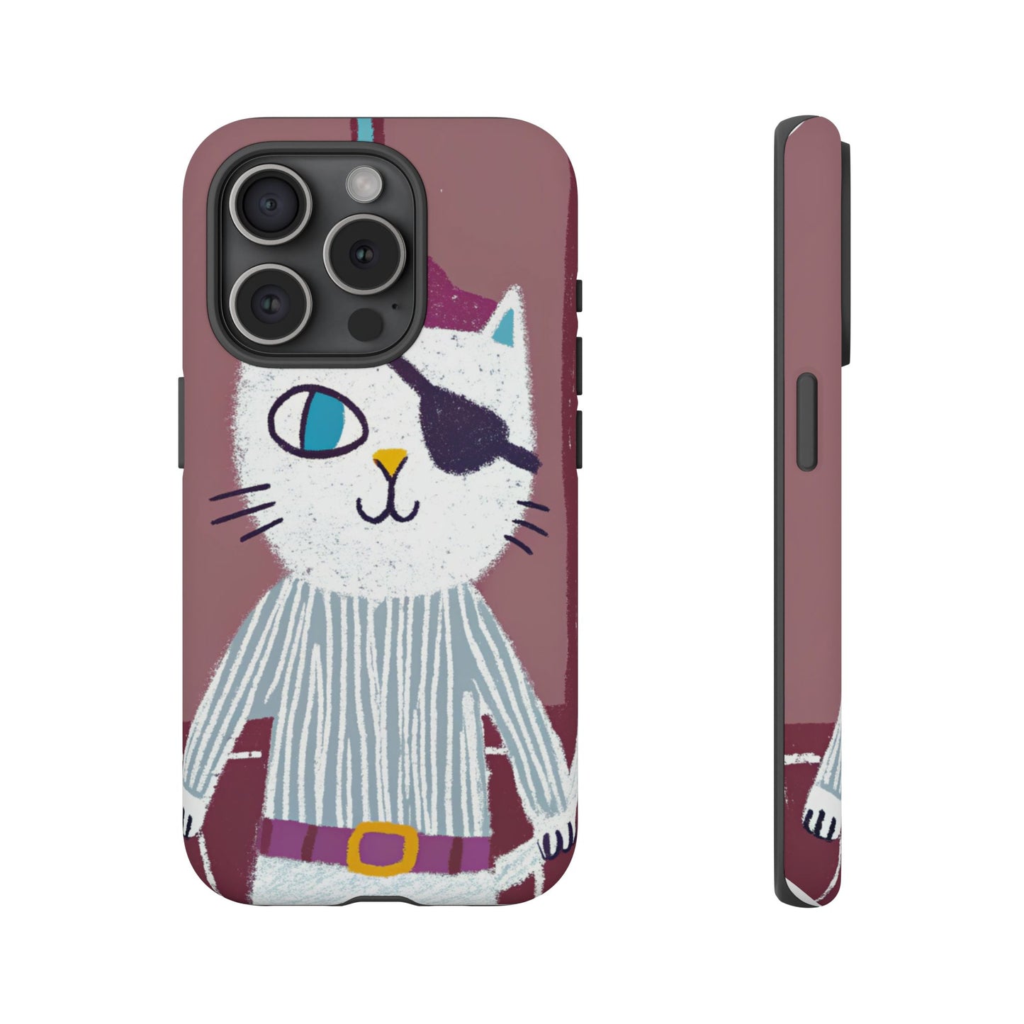 Phone Cases - Hand-Drawn Pirate Cat Design for Cat Lovers