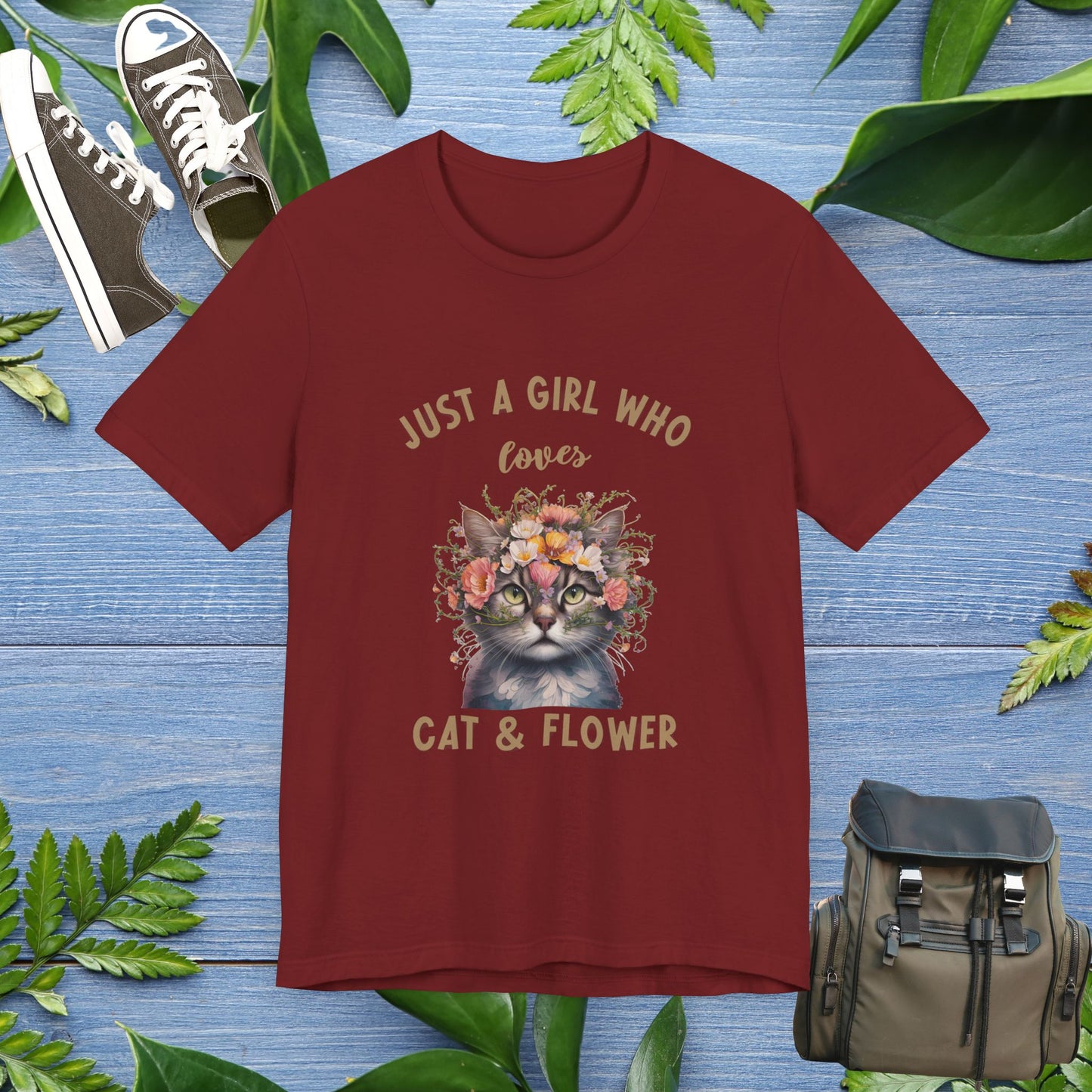 Just A Girl Loves Cat and Flower T-Shirt - furevermama