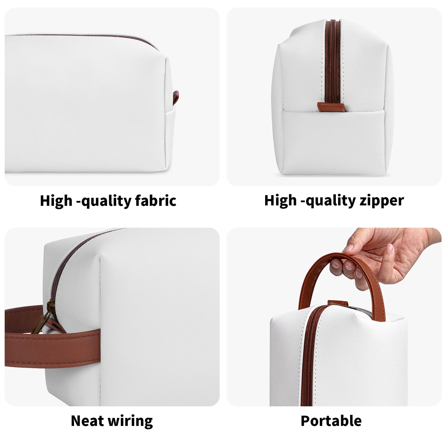 Custom photo to Art Style & Text - Travel PU Leather Toilettrie Bag Makeup Organizer - Welcome Pet or Human Photo