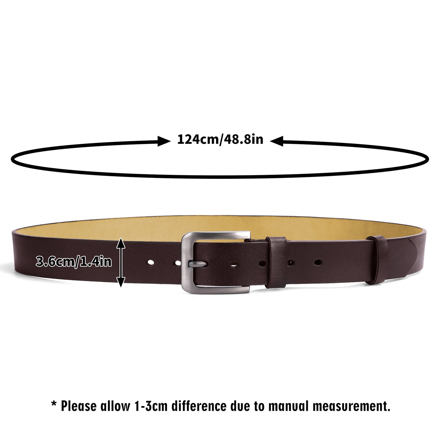 Father and Kids' Hands - Brown Leather Engraved Belt - Personalized Gift For Father