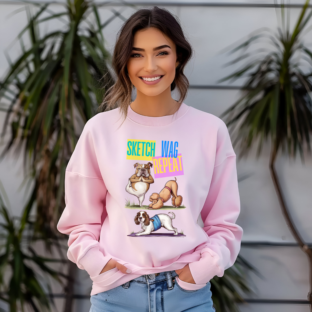 Sketch Wag Repeat Dog Lover Sweatshirt - furevermama