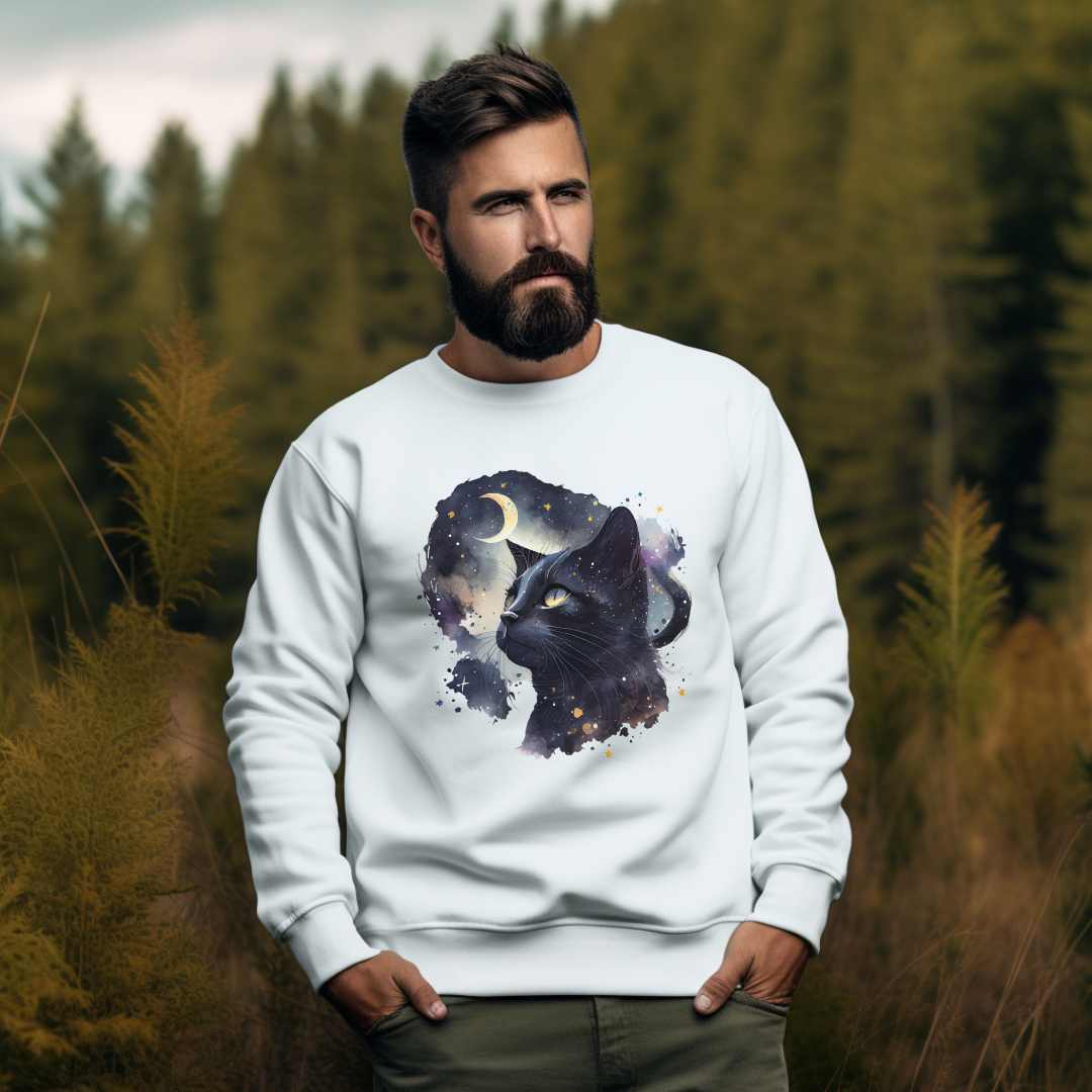 Moon Night Cat Crewneck Sweatshirt - furevermama
