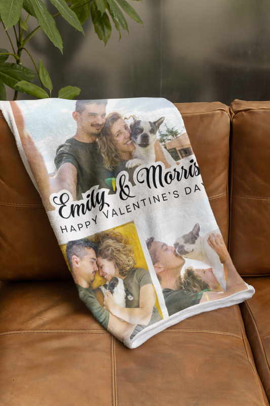 Custom Photo "Happy Valentine's Day" Velveteen Plush Blanket - furevermama