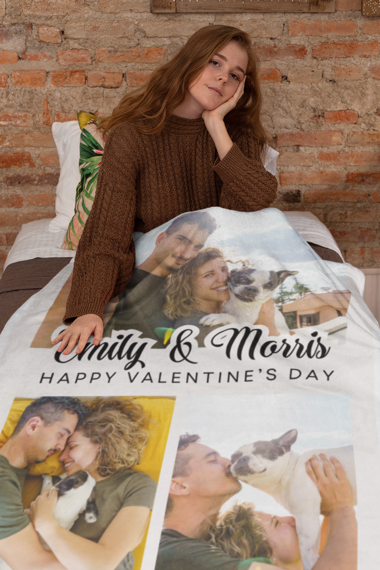 Custom Photo "Happy Valentine's Day" Velveteen Plush Blanket - furevermama