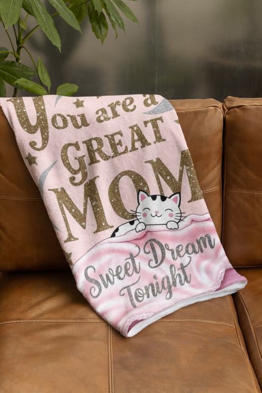 "You Are A Great Mom" Pink Velveteen Plush Blanket - furevermama