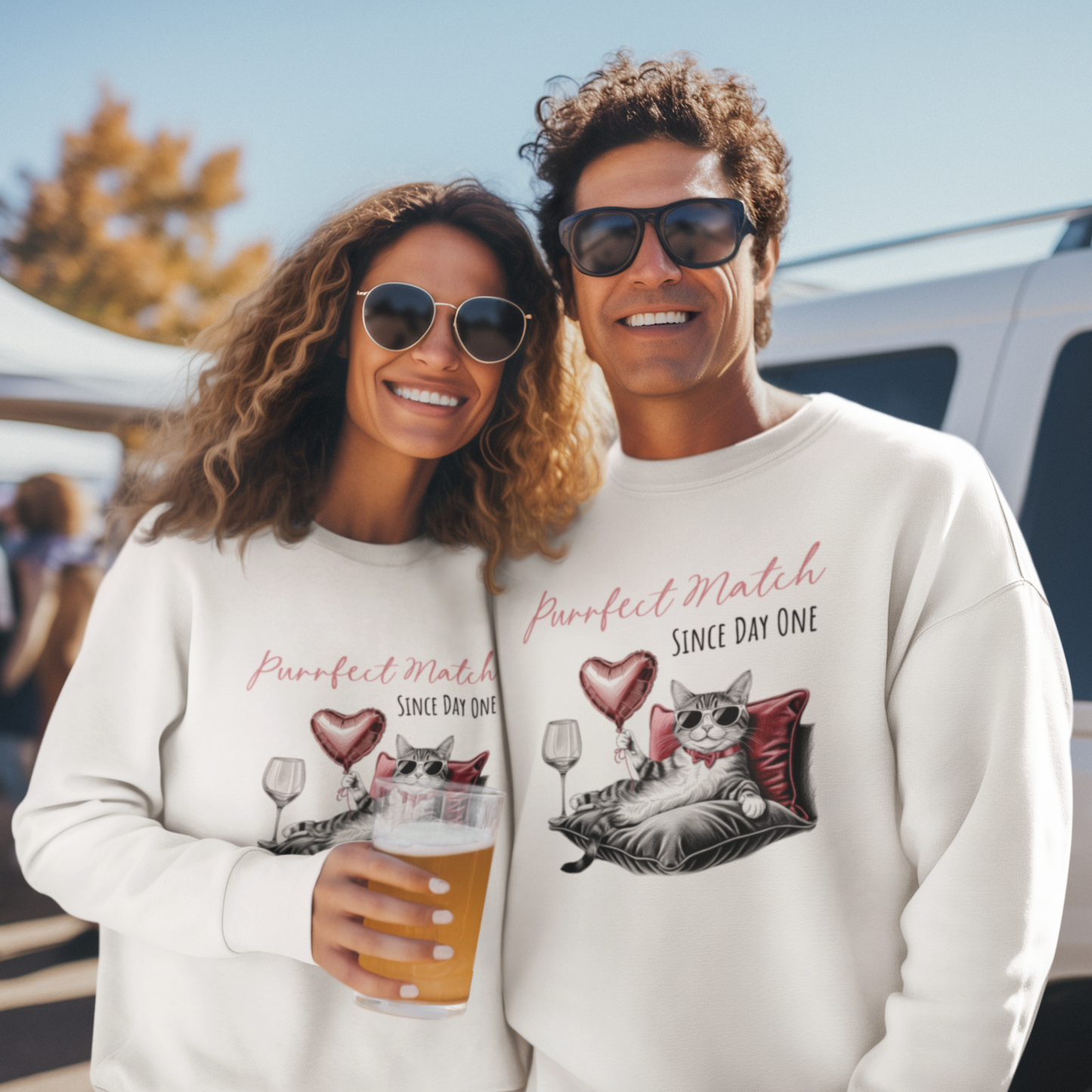 Cat Lover Crewneck Sweatshirt - Purrfect Match Since Day One - furevermama
