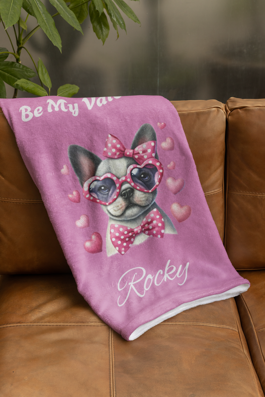 Velveteen Plush Blanket - Custom Dog Breed Be My Valentine Blanket - furevermama