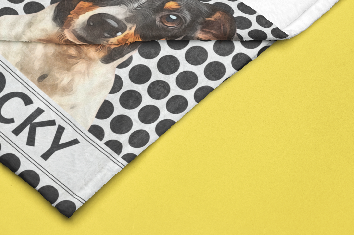 Custom Pet Photo Portrait Velveteen Plush Blanket, Black and White Dot Blanket - furevermama
