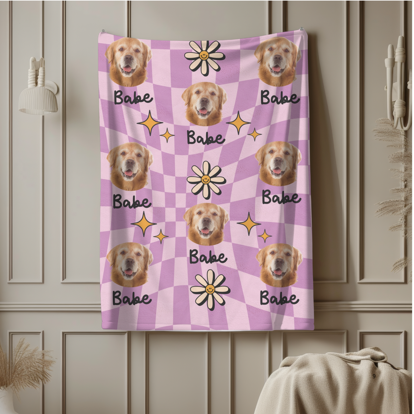 Custom Pet Photo Name Retro Velveteen Plush Blanket - furevermama