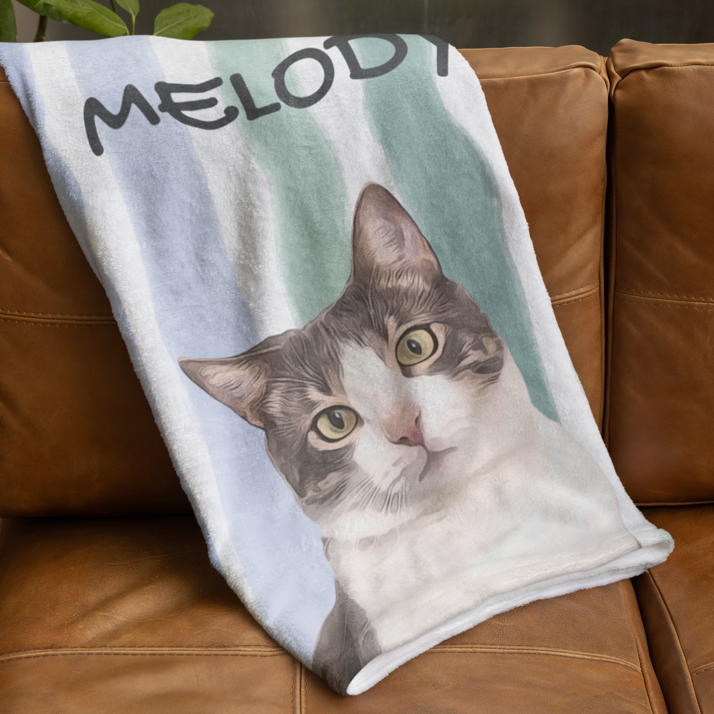 Custom Pet Portrait Vertical Stripes Velveteen Plush Blanket - furevermama