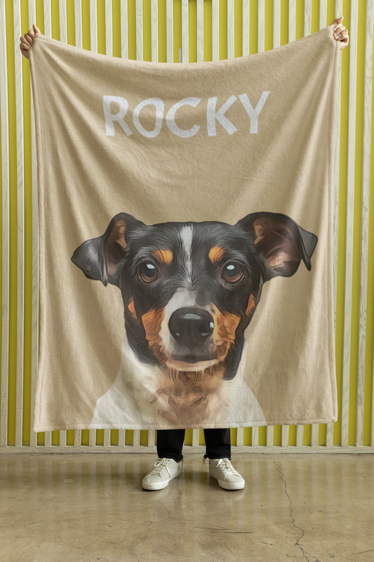 Custom Pet Portrait Color Background Velveteen Plush Blanket - furevermama