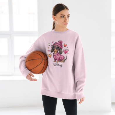 Loving Dachshund Crewneck Sweatshirt, Custom Name Sweatshirt - furevermama
