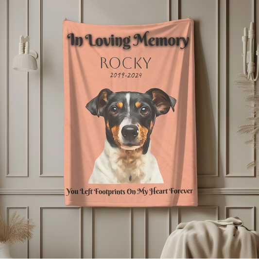 Custom Pet Portrait In Memory Velveteen Plush Blanket - furevermama