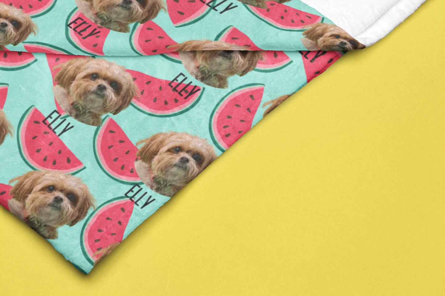 Custom Pet Photo Name Watermelon Pattern Velveteen Plush Blanket - furevermama