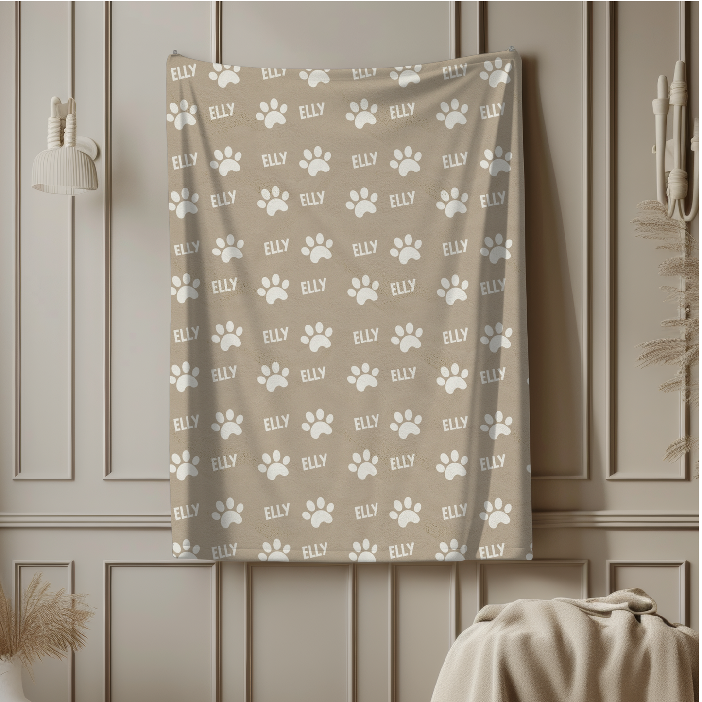 Custom Name Paw Pattern Velveteen Plush Blanket - furevermama