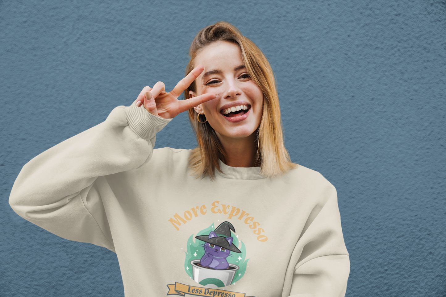 More Expresso Cat Crewneck Sweatshirt - furevermama
