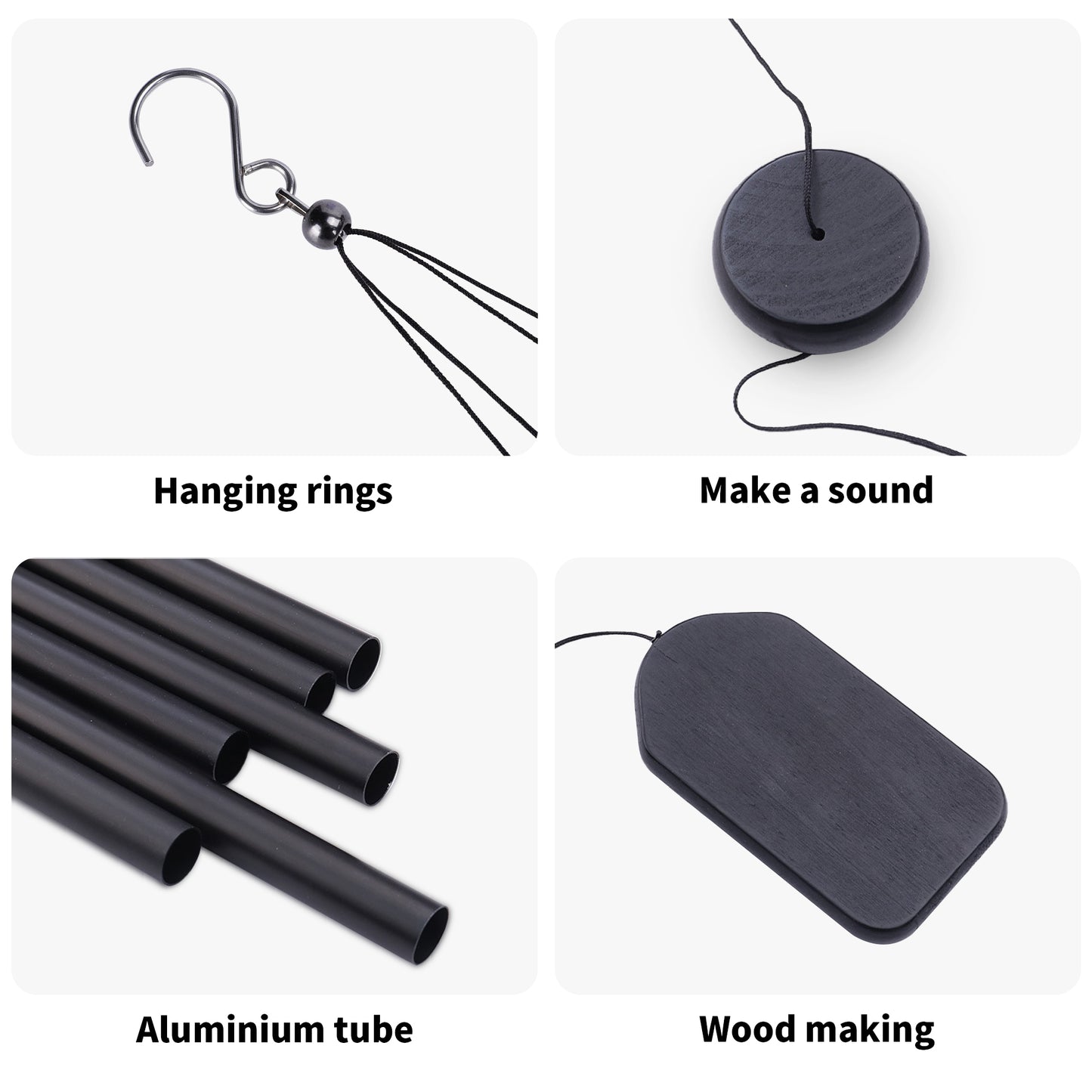 Personalized Black Memorial Wind Chimes for Pet Loss