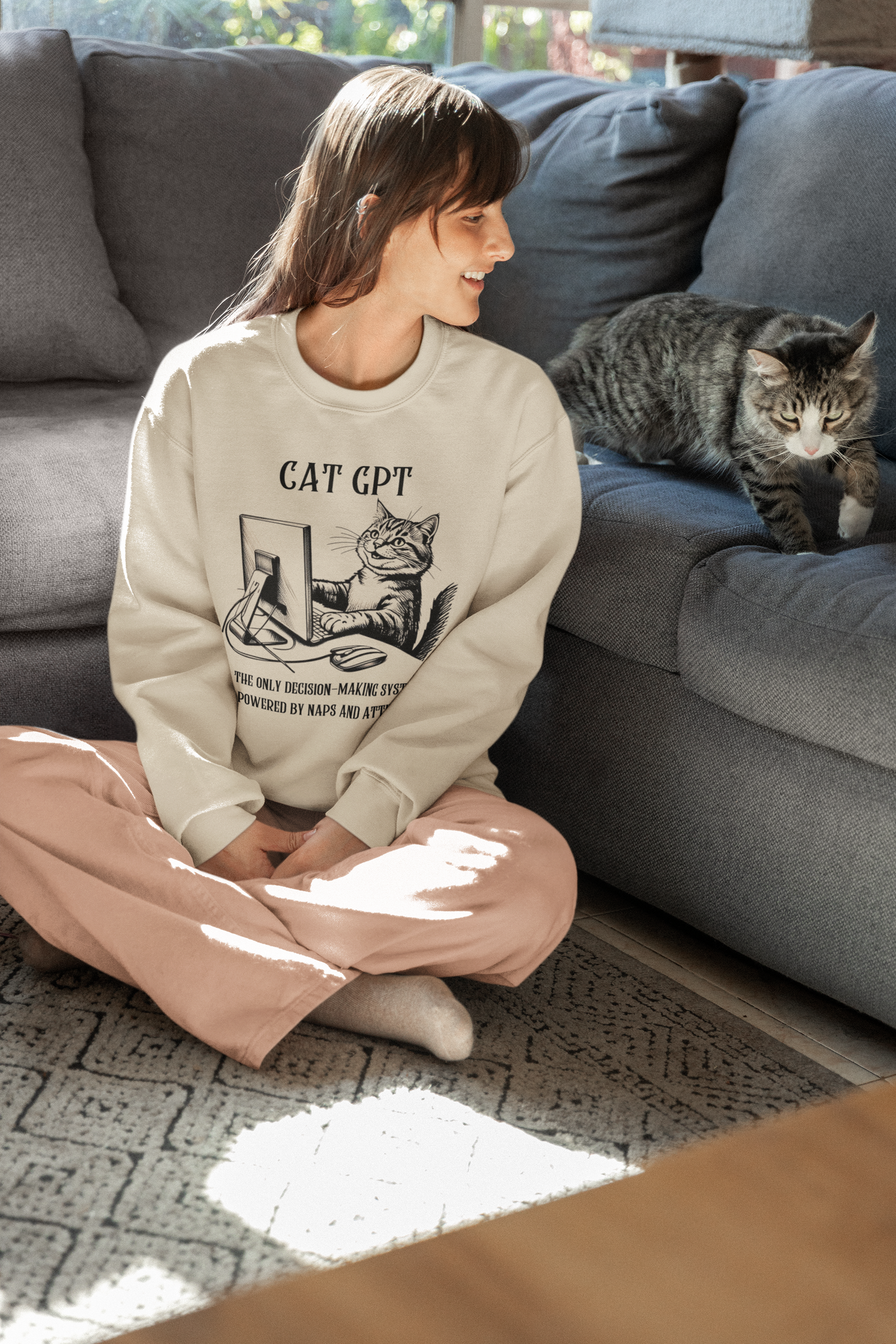 CAT GPT Sweatshirt - Funny Crewneck Sweatshirt For Cat Lover - furevermama
