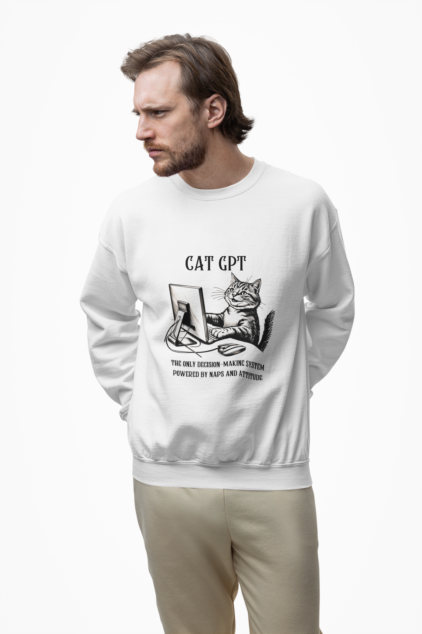 CAT GPT Sweatshirt - Funny Crewneck Sweatshirt For Cat Lover - furevermama