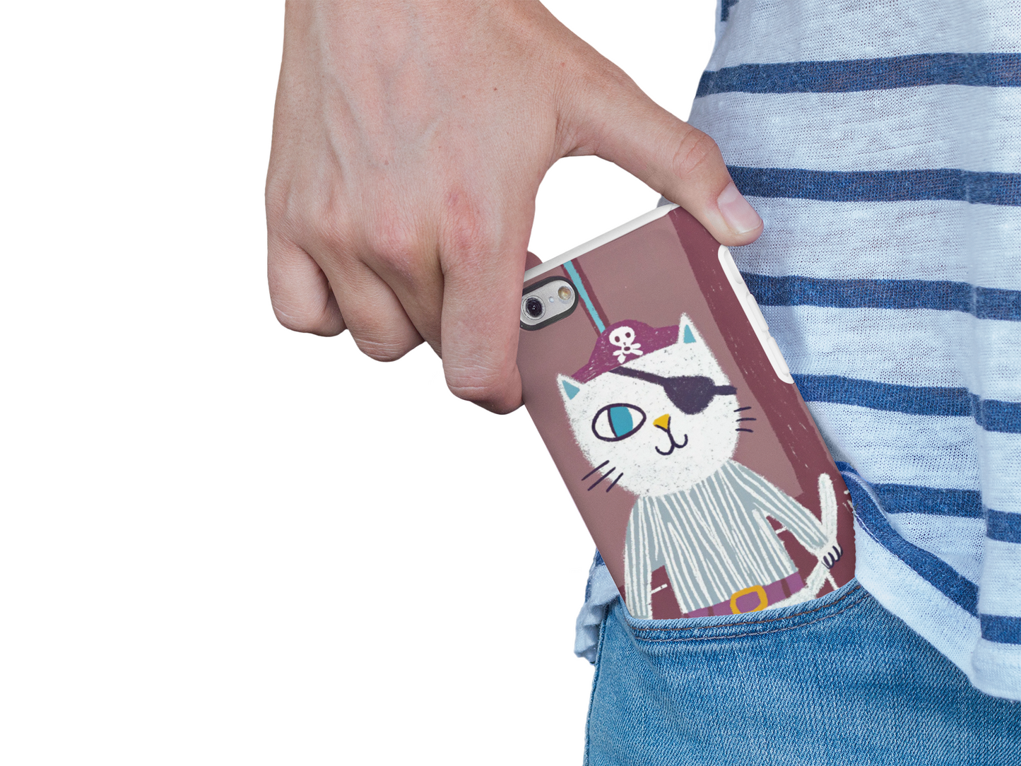 Phone Cases - Hand-Drawn Pirate Cat Design for Cat Lovers