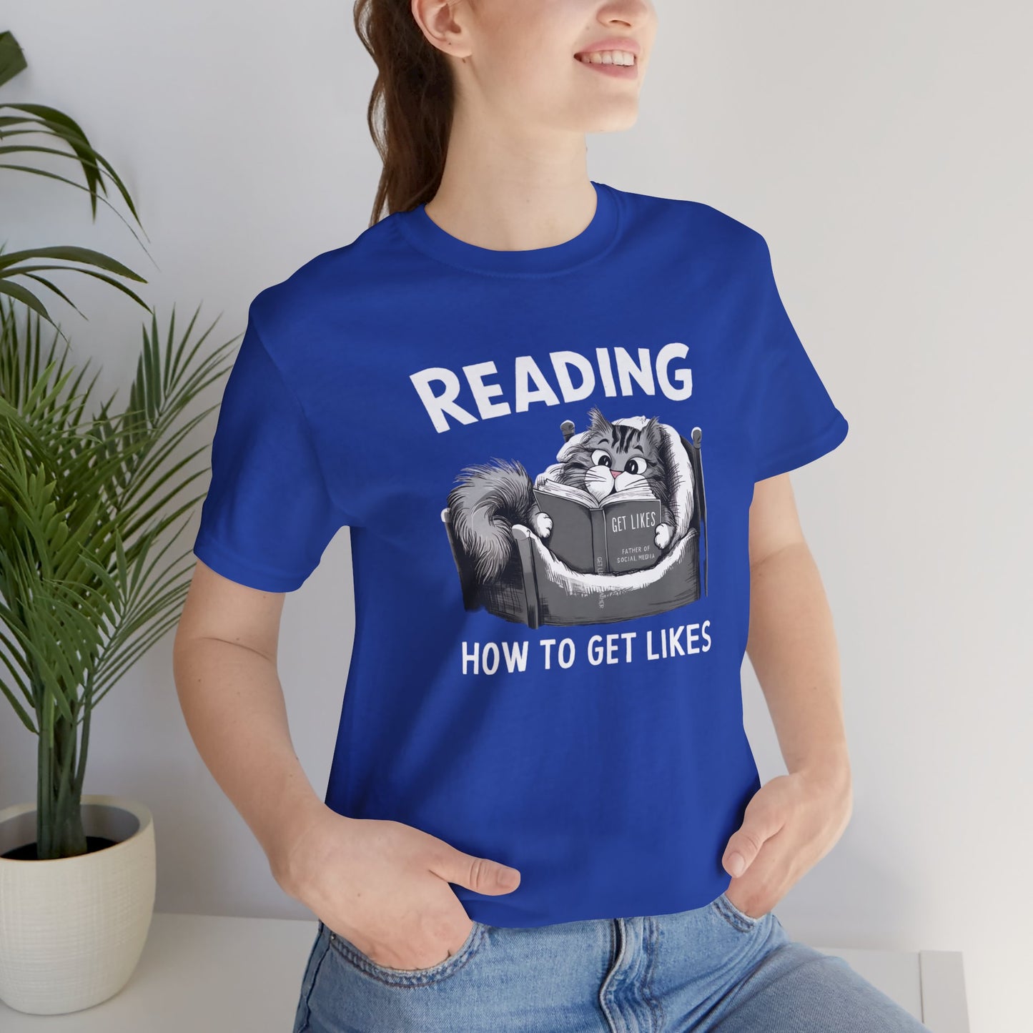 Cat Reading How To Get Likes Unisex Jersey Short Sleeve Tee - furevermama