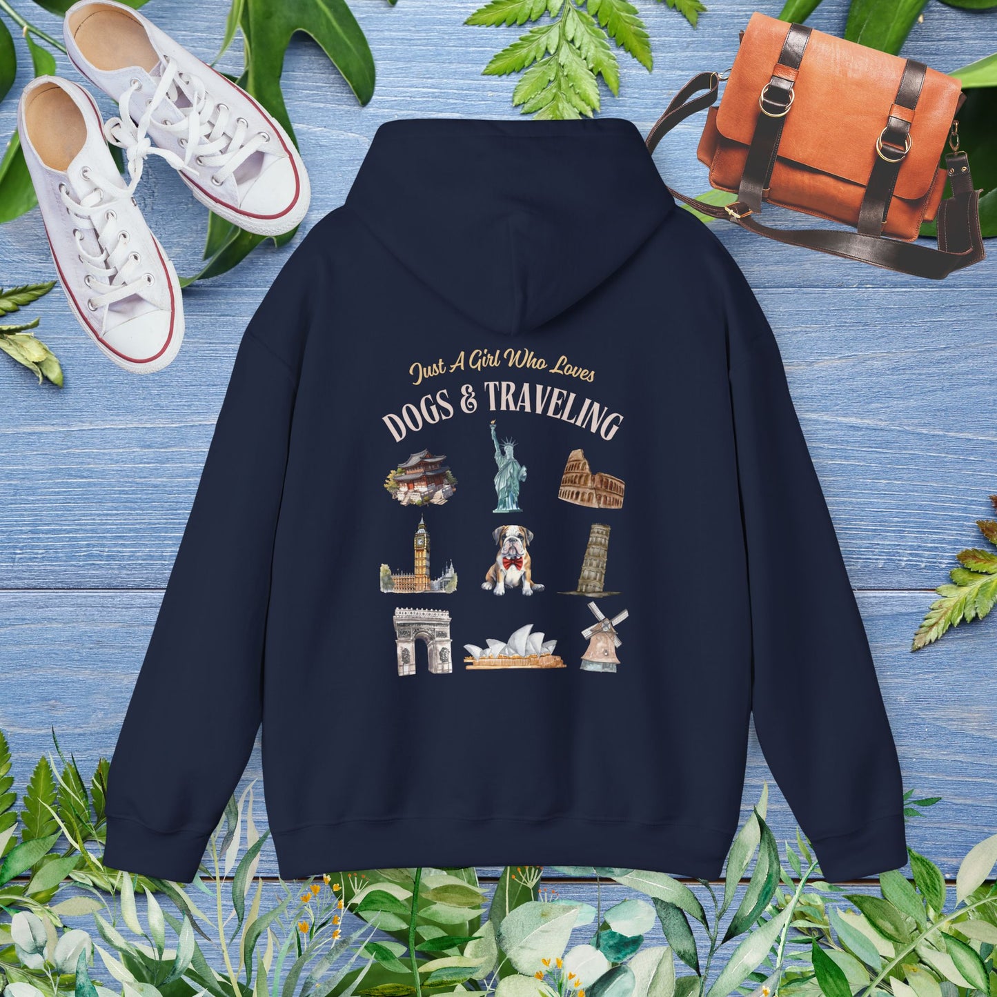 (Custom) Just A Girl Who Loves Dogs and Traveling Unisex Hoodie - Custom Text, Front or Back Print, Dogs or Cats - furevermama
