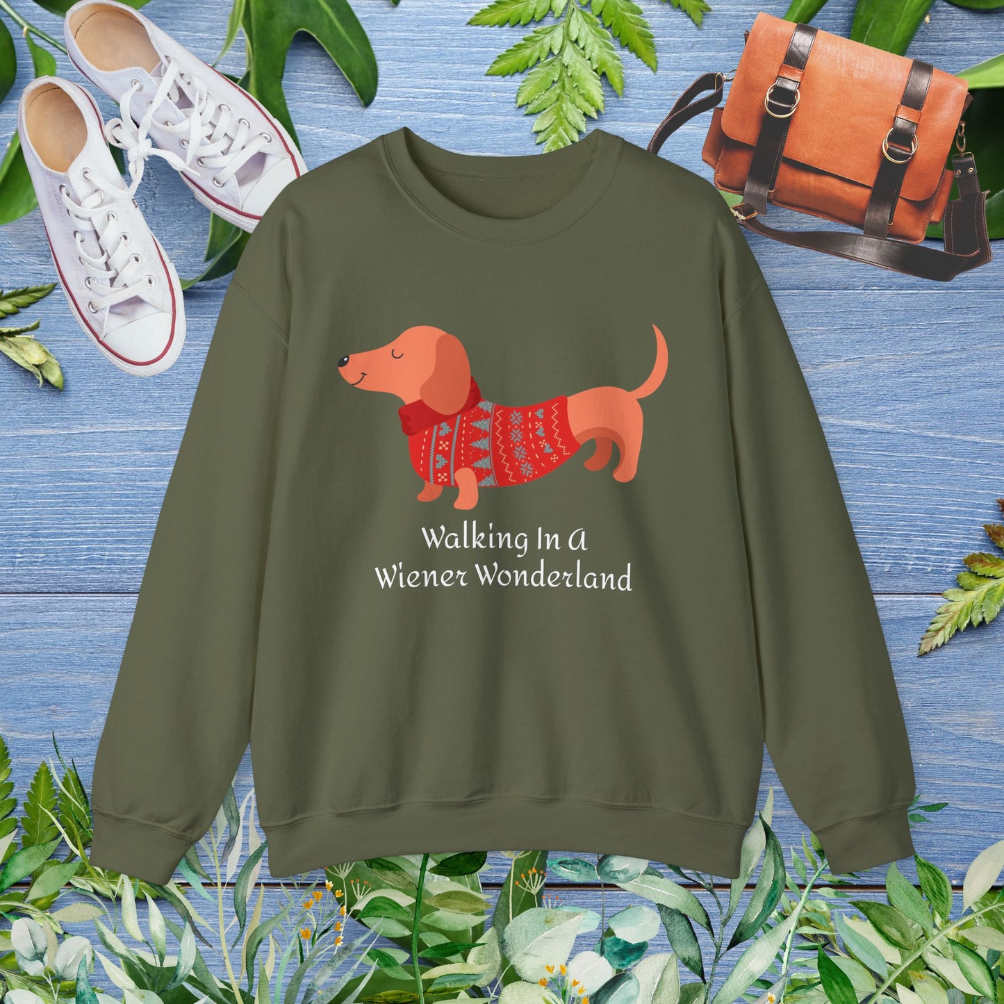Dachshund Sweatshirt - Walking In A Wiener Wonderland - furevermama