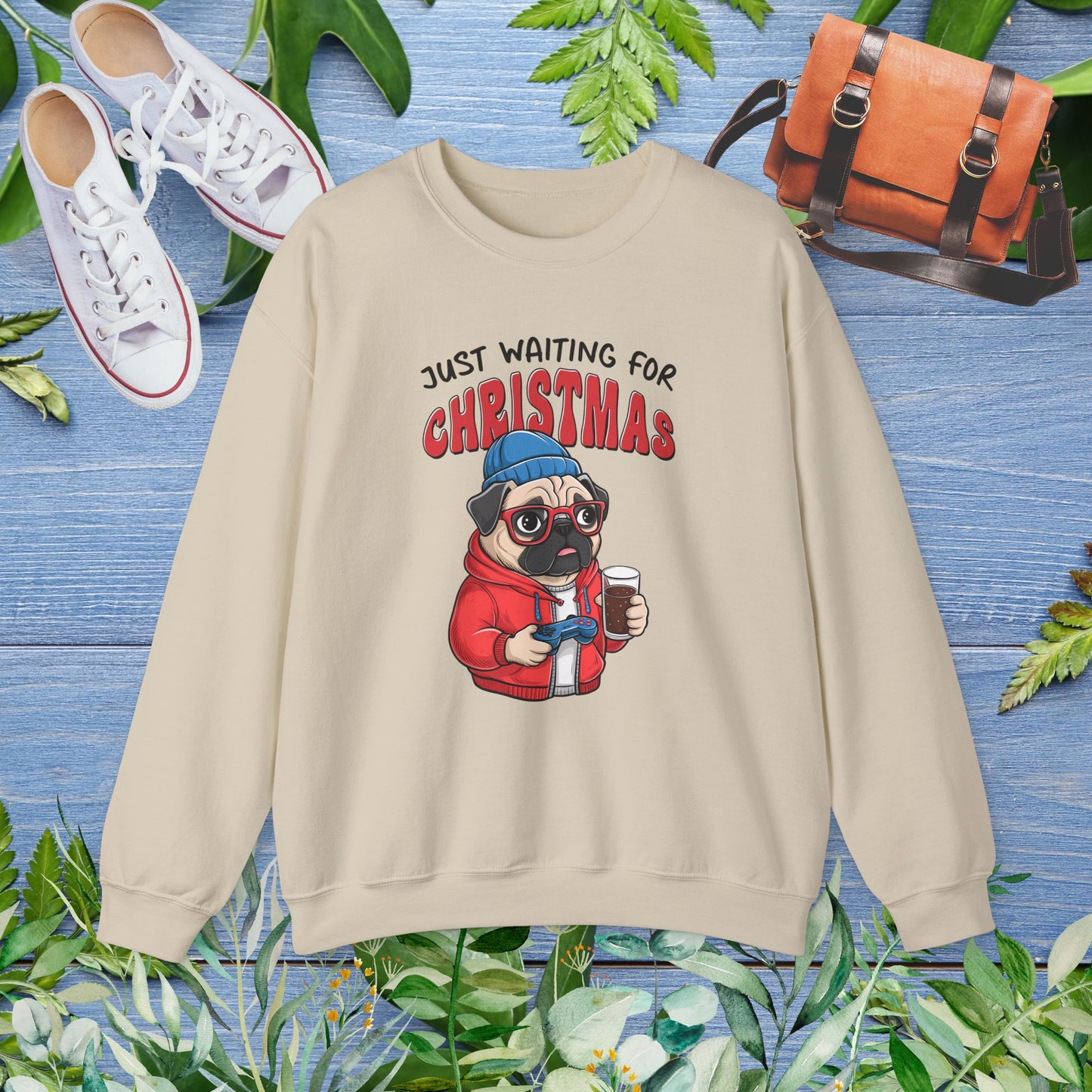 Just Waiting For Christmas, Bulldog Unisex Sweatshirt - furevermama