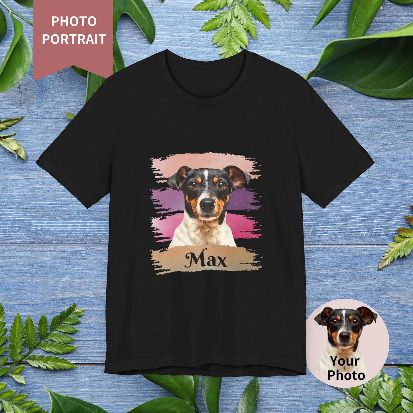Custom Pet Portrait T-Shirt, Pink Brush Edition - furevermama