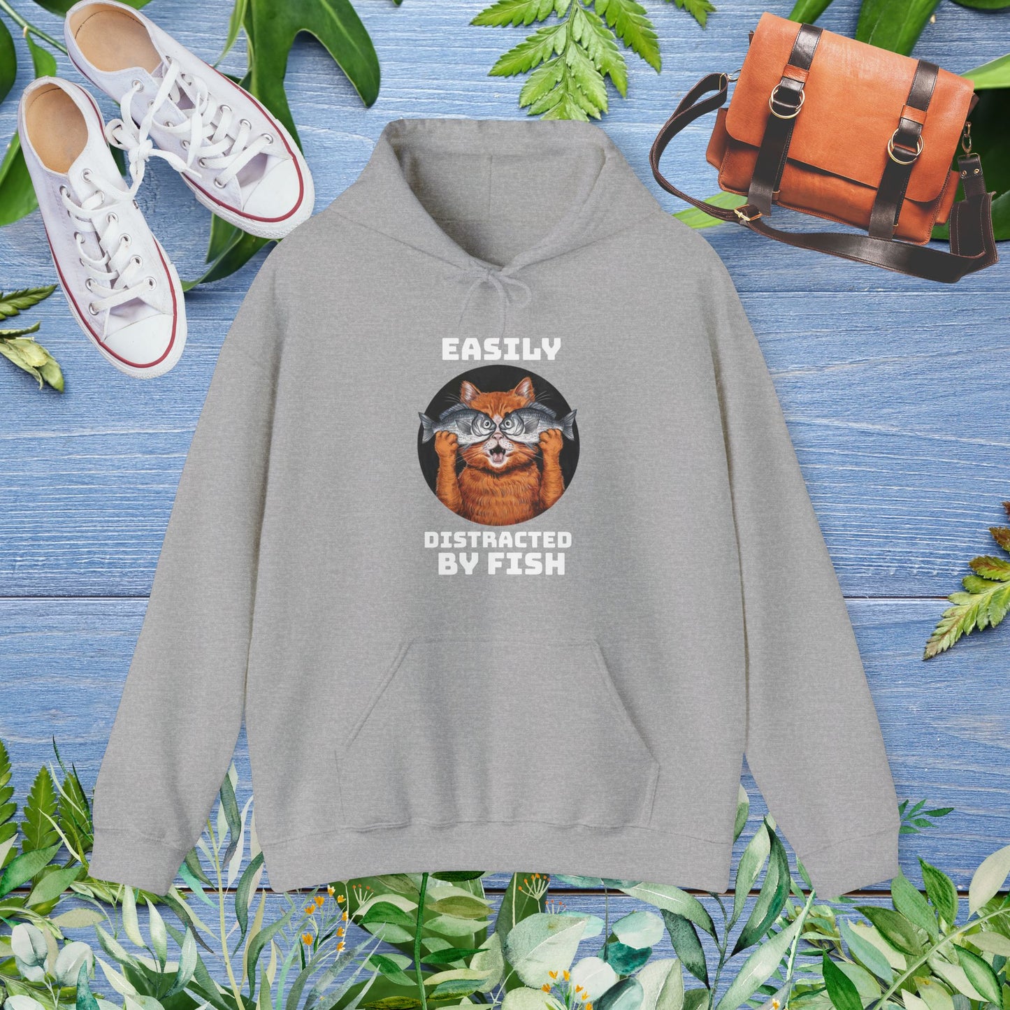 Easily Distracted by Fish, Cat Hoodie - furevermama