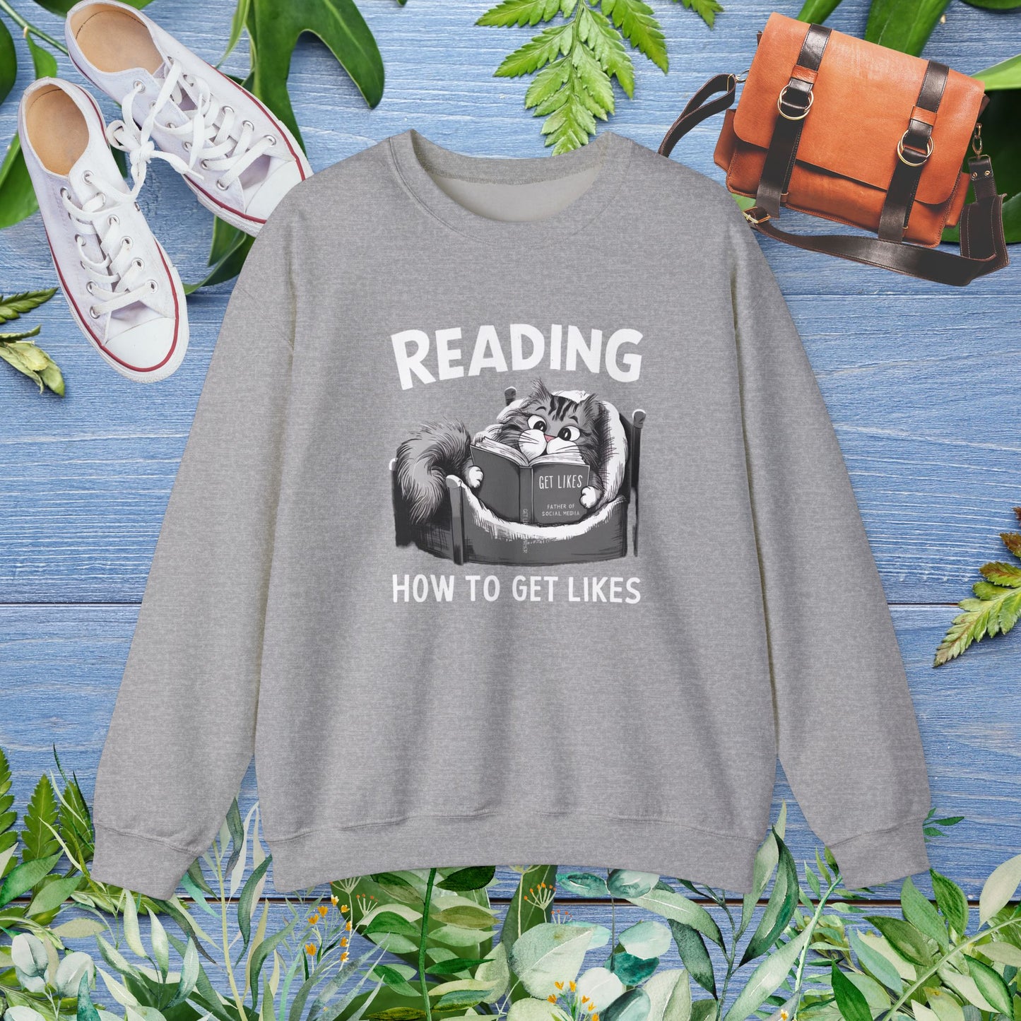 Cat Reading Book 'How to Get Like' Sweatshirt - furevermama
