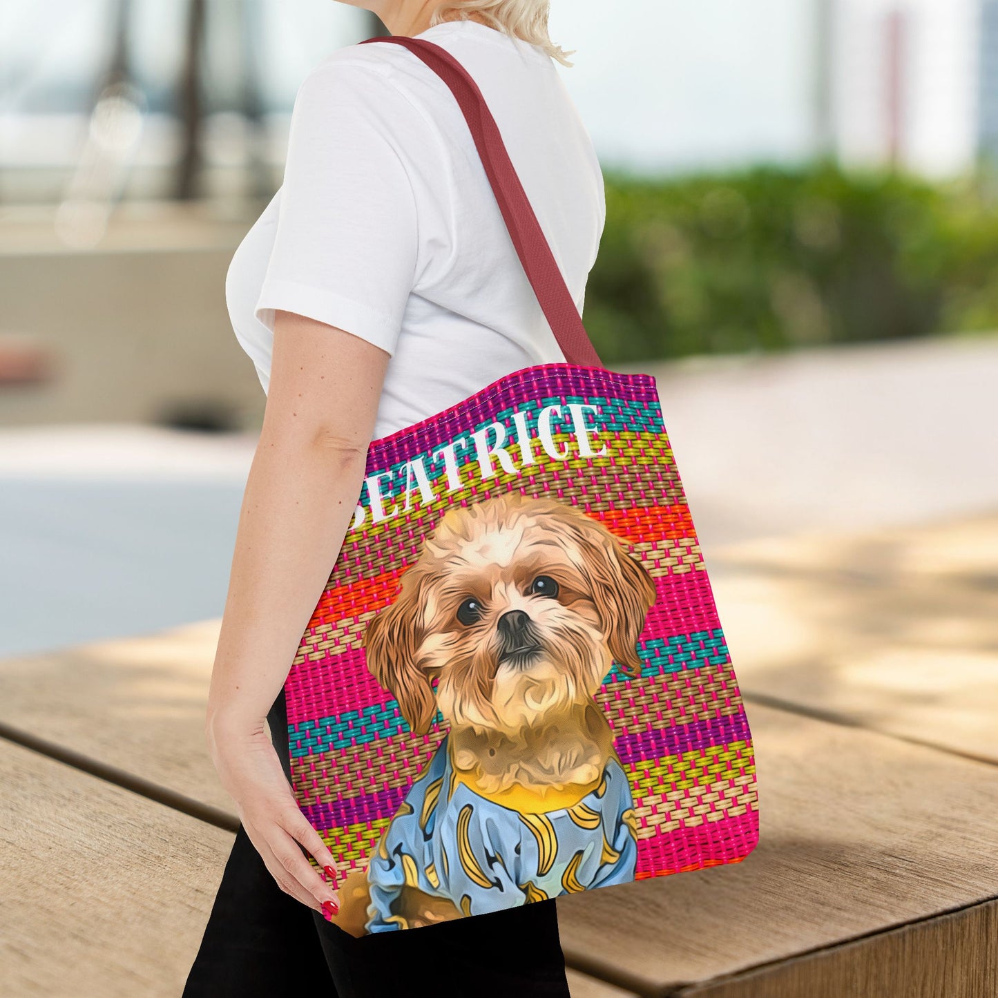 Custom Pet Portrait Tote Bag (Mixed Stripes Style) - furevermama
