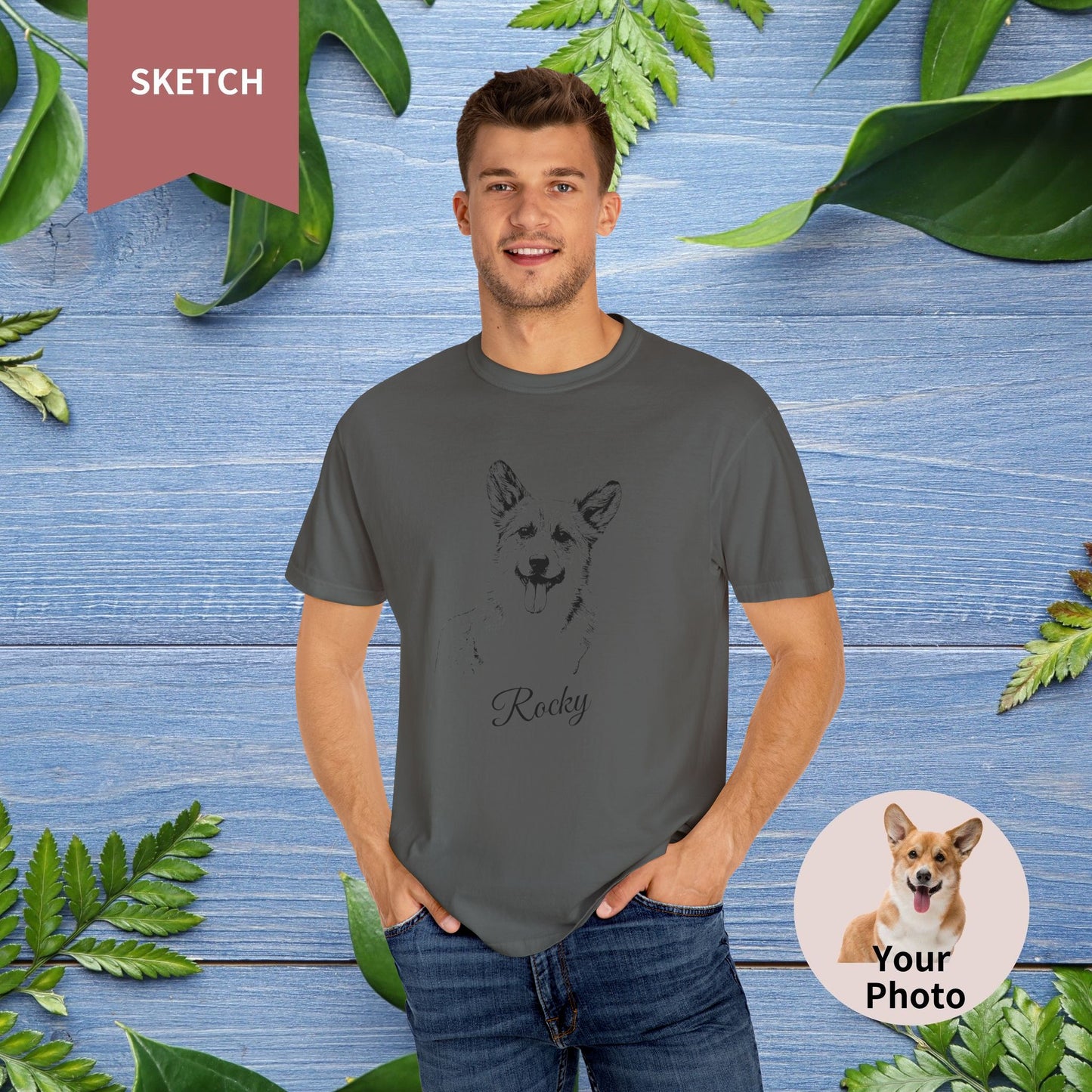 Custom Pet Sketch Unisex T-Shirt - Comfort Color - furevermama