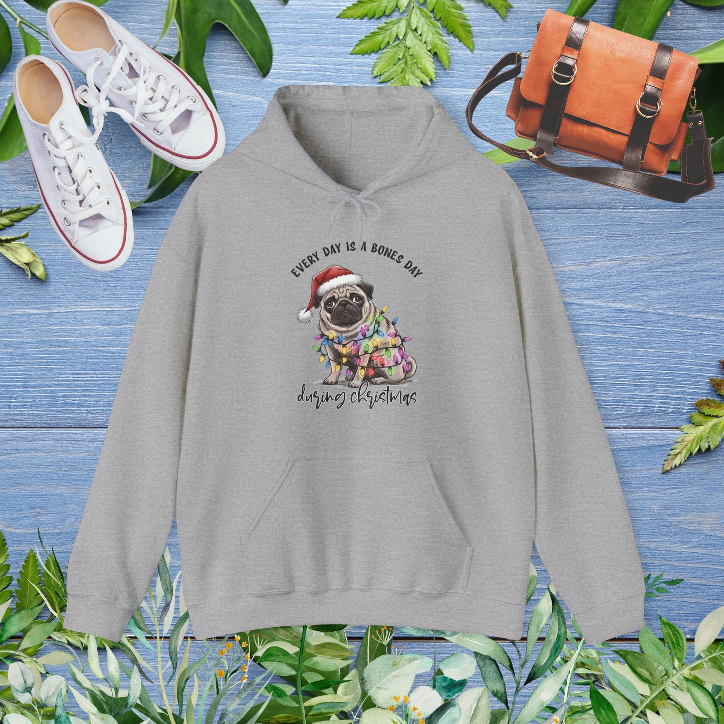 Everyday Is Bones Day During Christmas, Bulldog Unisex Hooded Sweatshirt - furevermama