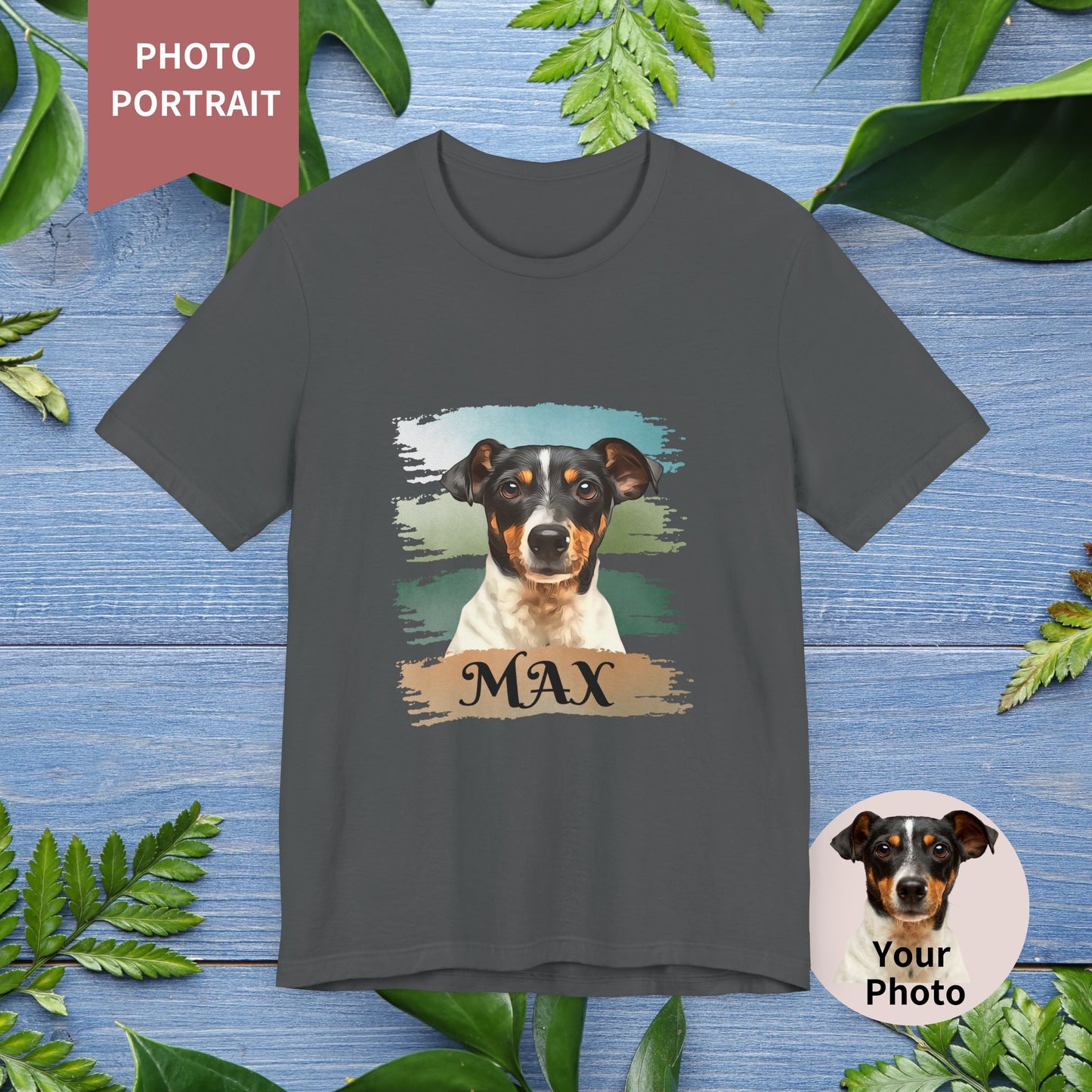 Custom Pet Portrait T-Shirt, Green Brush Edition - furevermama