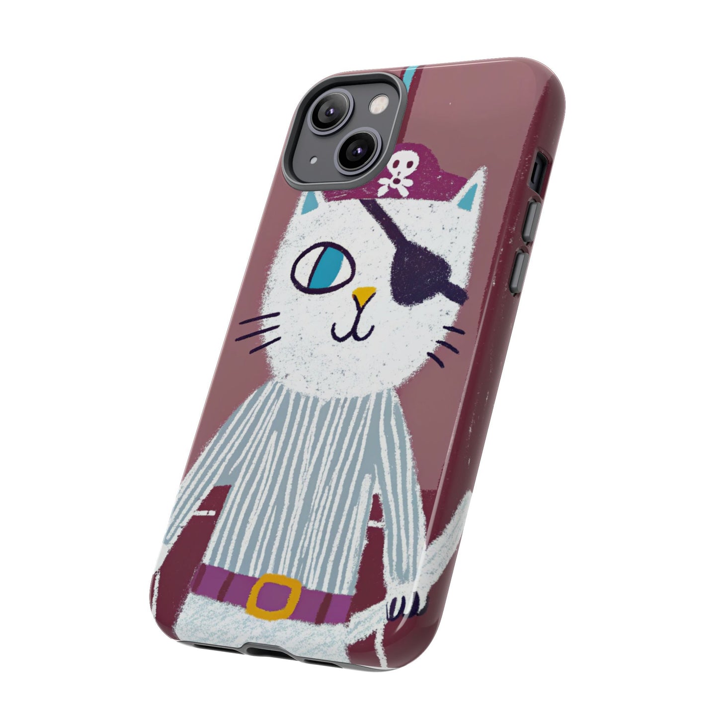 Phone Cases - Hand-Drawn Pirate Cat Design for Cat Lovers