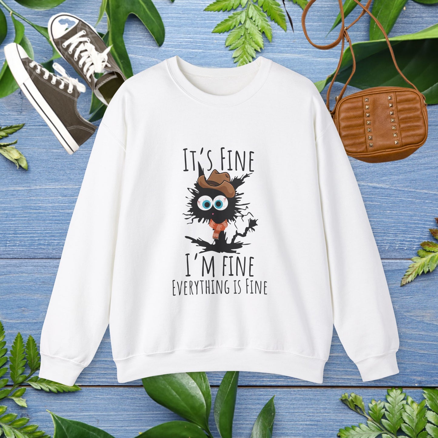 Everything Is Fine Meowdy Sweatshirt - furevermama