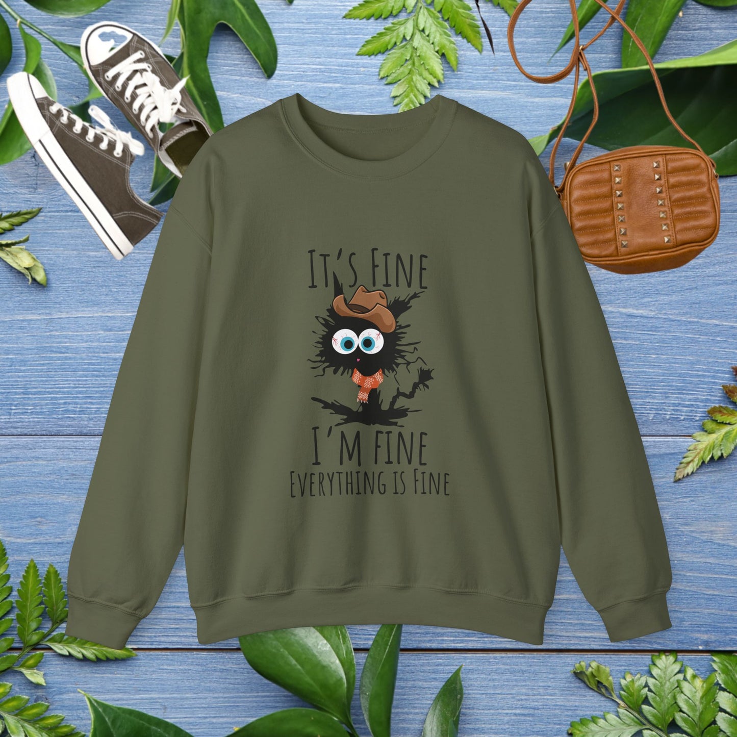 Everything Is Fine Meowdy Sweatshirt - furevermama