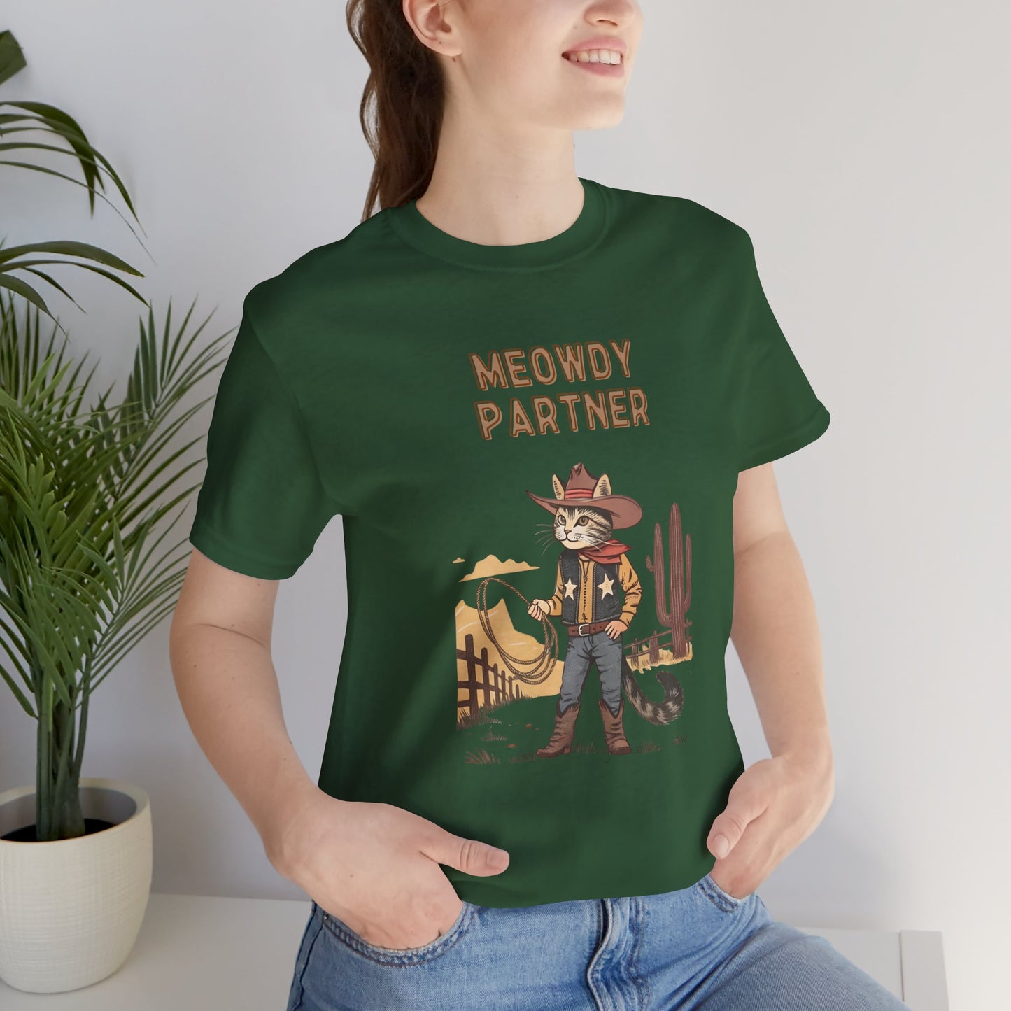 The Meowdy Partner - Cowboy Cat Image T-Shirt - furevermama