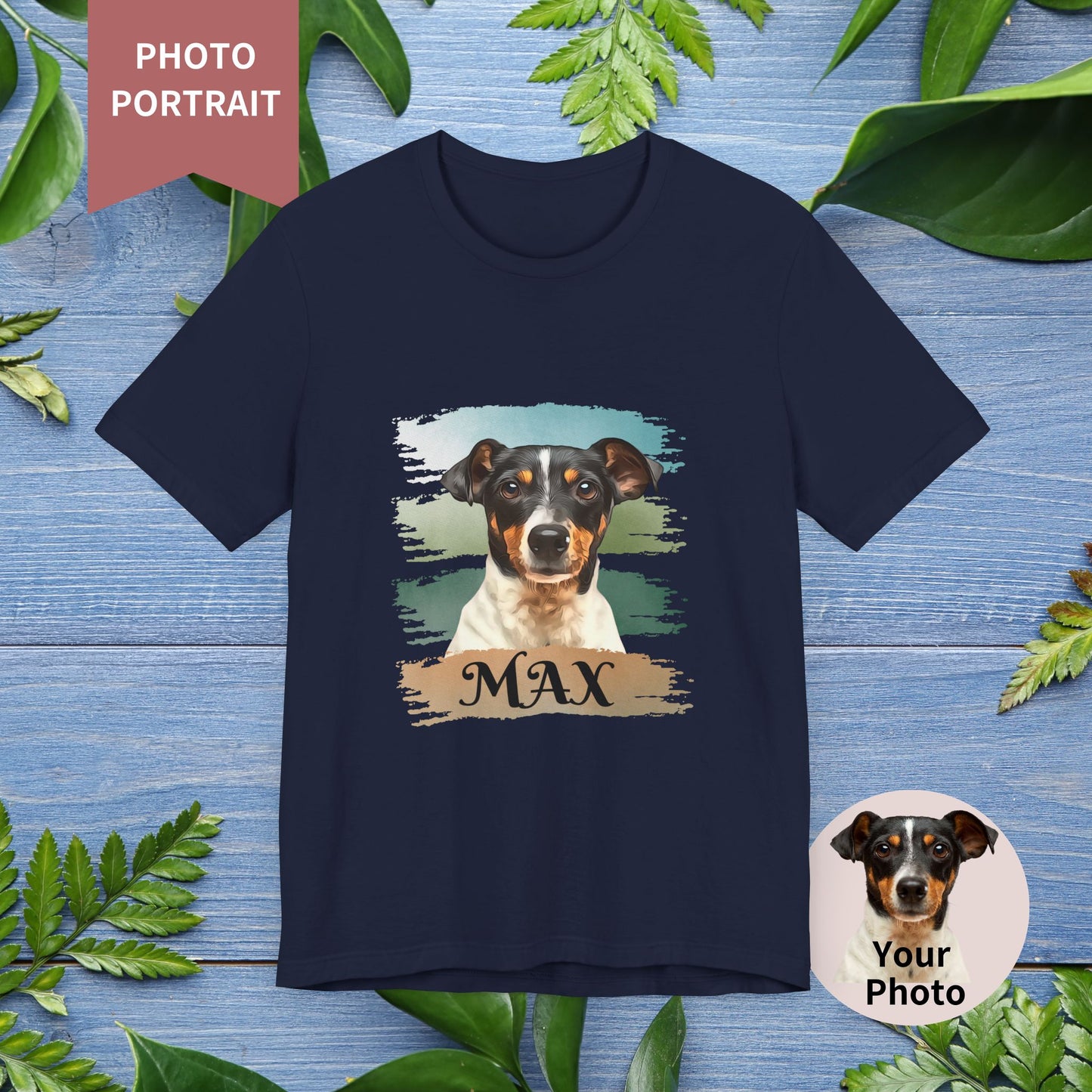 Custom Pet Portrait T-Shirt, Green Brush Edition - furevermama