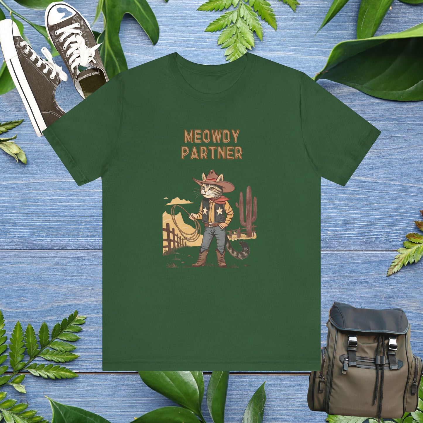 The Meowdy Partner - Cowboy Cat Image T-Shirt - furevermama