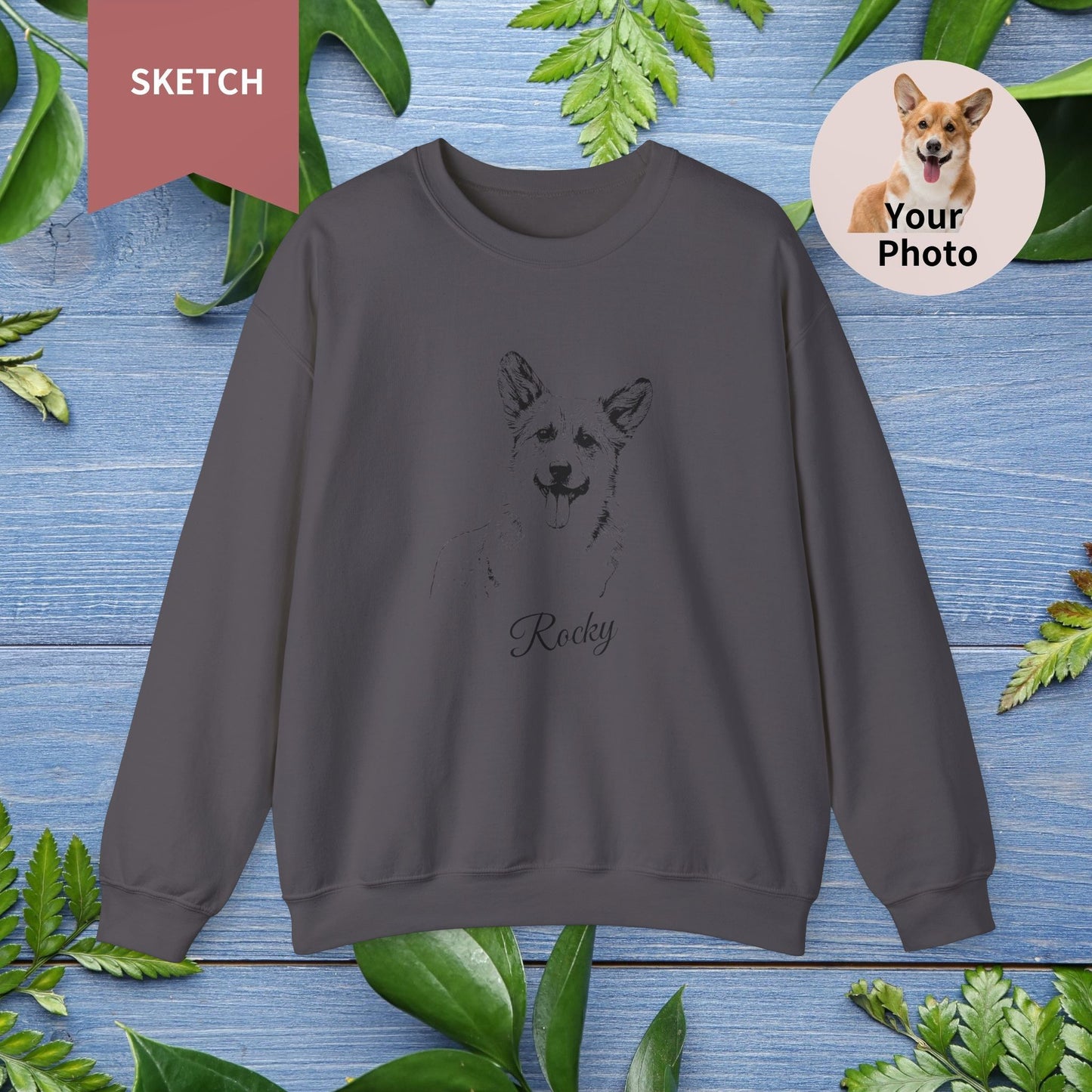 Custom Pet Sketch Crewneck Sweatshirt - furevermama