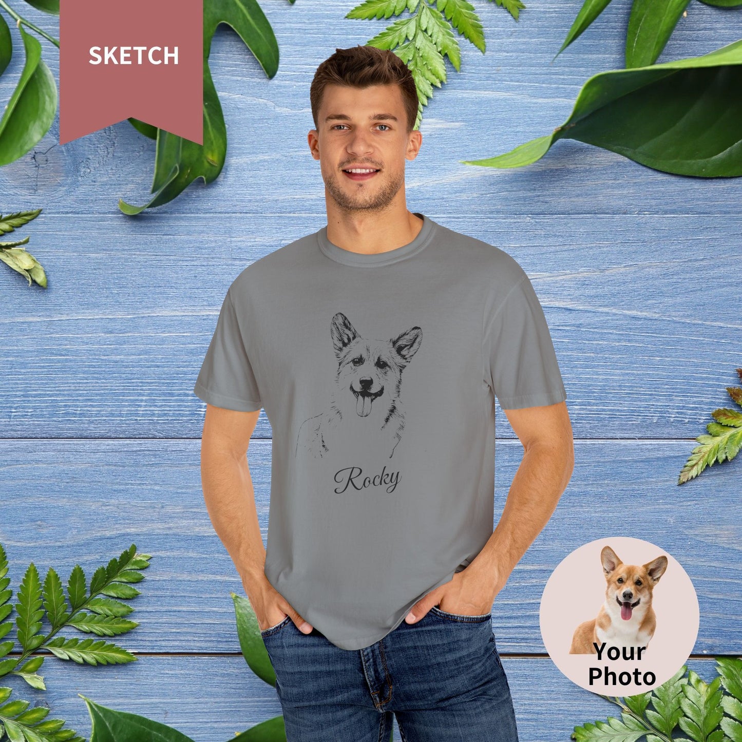 Custom Pet Sketch Unisex T-Shirt - Comfort Color - furevermama