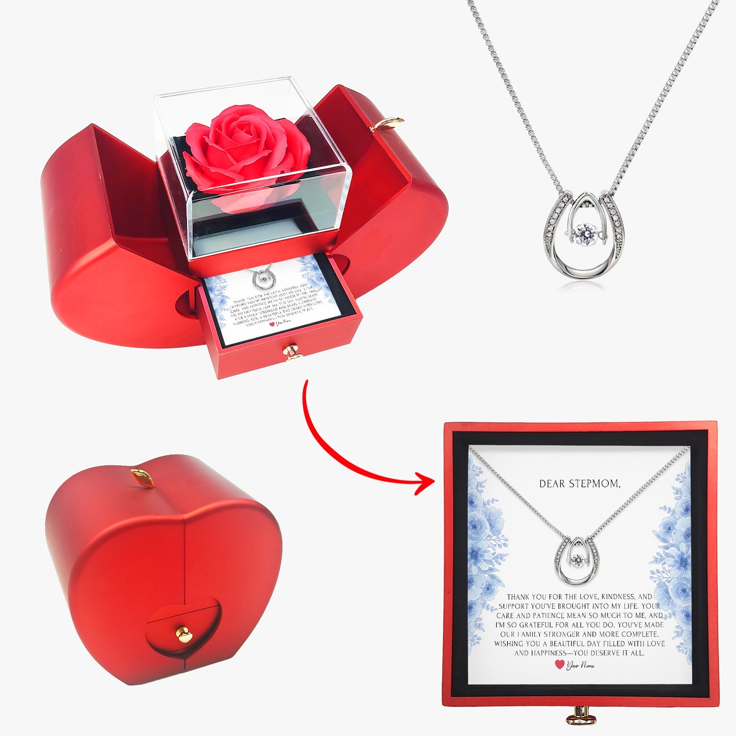 Horseshoe Necklace with Gift Box - To Step Mother - furevermama