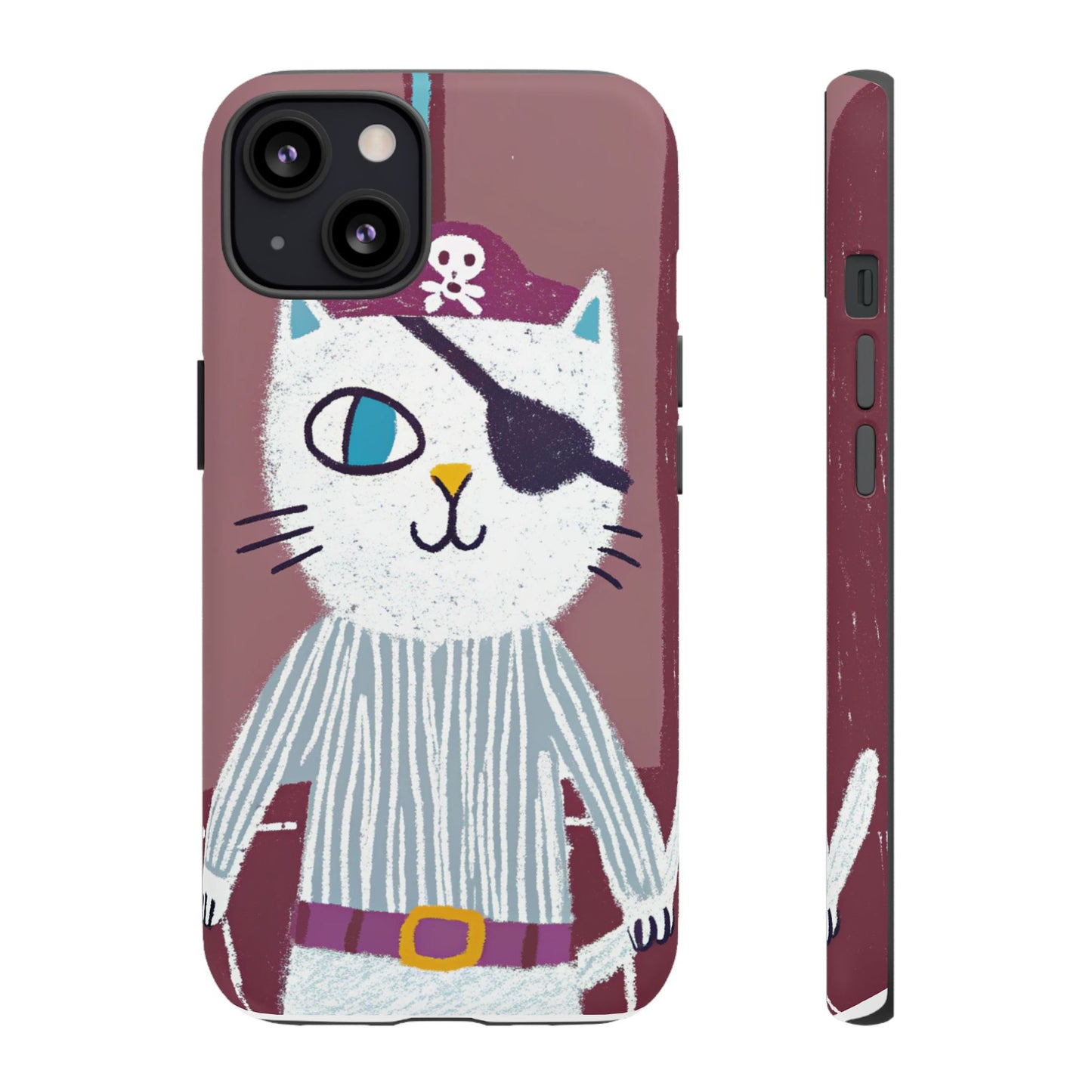 Phone Cases - Hand-Drawn Pirate Cat Design for Cat Lovers